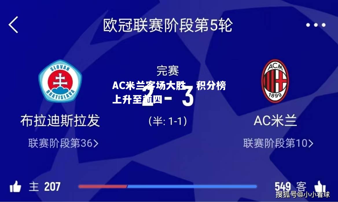 AC米兰客场大胜，积分榜上升至前四